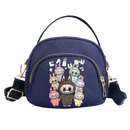 Navy blue cartoon-printed handbag.