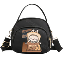 Black cartoon-themed handbag.