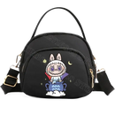 Black cartoon-decorated handbag.