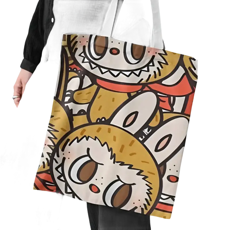 Cartoon-character-covered tote bag.