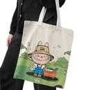 Cartoon-printed tote bag.