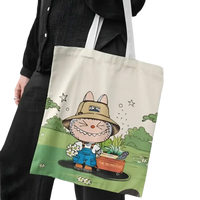 Cartoon-printed tote bag.