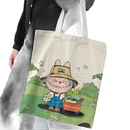 Cartoon-printed tote bag.