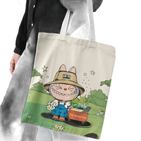 Cartoon-printed tote bag.