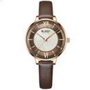 Chic Elegance Leather Quartz Watch for Ladies - Coffee coffee belt