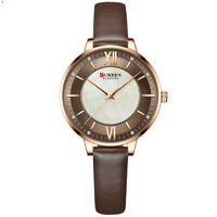 Chic Elegance Leather Quartz Watch for Ladies - Coffee coffee belt