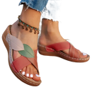Leaf-adorned crisscross sandals.