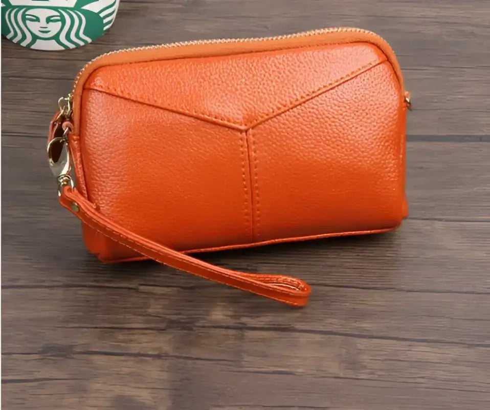 Sweet Lilac Orange Black Leather Wristlet Women Messenger Bags