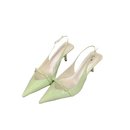 Pair of light green slingback heels.
