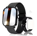 Black smartwatches with interchangeable bands.