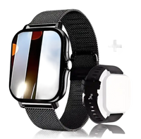 Black smartwatches with interchangeable bands.