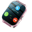 Pink smartwatch with calling interface.