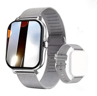 Two smartwatches with interchangeable bands.