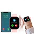 Pink smartwatches and smartphone.