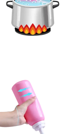 Pink squeezable bottle.