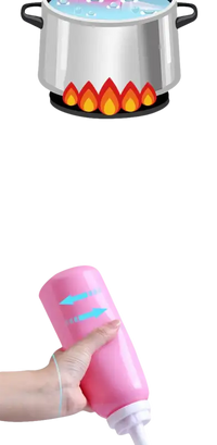 Pink squeezable bottle.