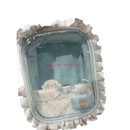 Light blue frilly Sanrio-themed display case.