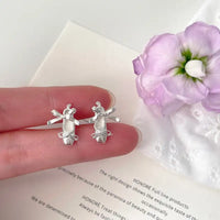Ribbon Bow Ballet Studs - Silver / 925 Silver Needle