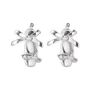 Ribbon Bow Ballet Studs - Silver / 925 Silver Needle