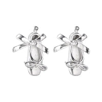 Ribbon Bow Ballet Studs - Silver / 925 Silver Needle
