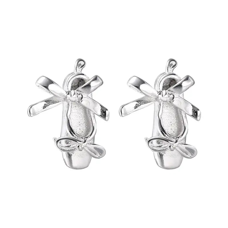 Ribbon Bow Ballet Studs - Silver / 925 Silver Needle