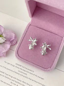 Ribbon Bow Ballet Studs - Silver / 925 Silver Needle