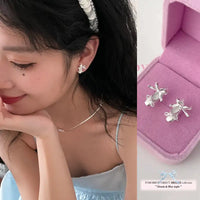Ribbon Bow Ballet Studs - Silver / 925 Silver Needle
