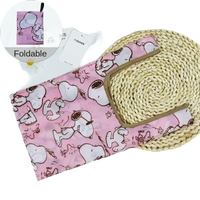 Pink Snoopy-patterned foldable shopping bag.