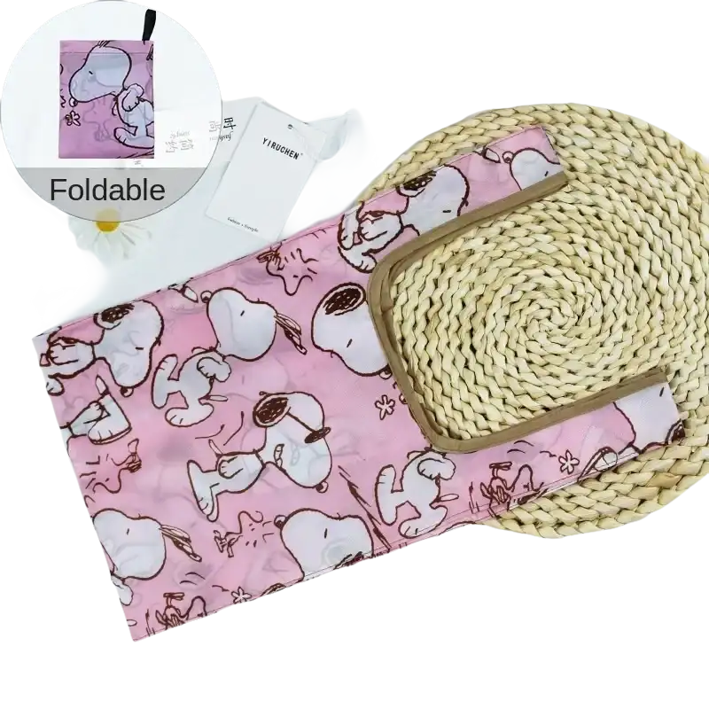 Sweet Snoopy Shopping Bags Foldable Tote Love Pink Snoopy Large Capacity Shopping Bags