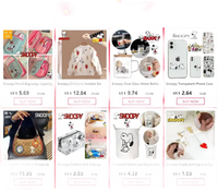 Snoopy-themed merchandise.