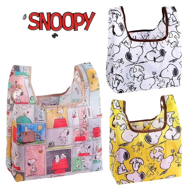 Sweet Snoopy Shopping Bags Foldable Tote Love Pink Snoopy Large Capacity Shopping Bags