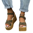 Olive green fashion wedge sandals with rubber sole for women summer 2022 casual style