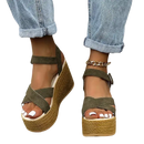 Olive green fashion wedge sandals with rubber sole casual trendy summer look