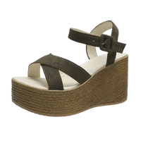 Olive green fashion wedge sandals with rubber sole casual trendy summer women shoes