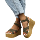 Olive green fashion wedge sandals with rubber sole for women summer 2022 casual style