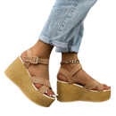Beige fashion wedge sandals with rubber sole for women Summer 2022 casual style