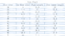 Shoe size chart.