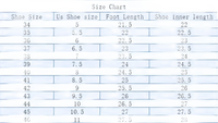 Shoe size chart.