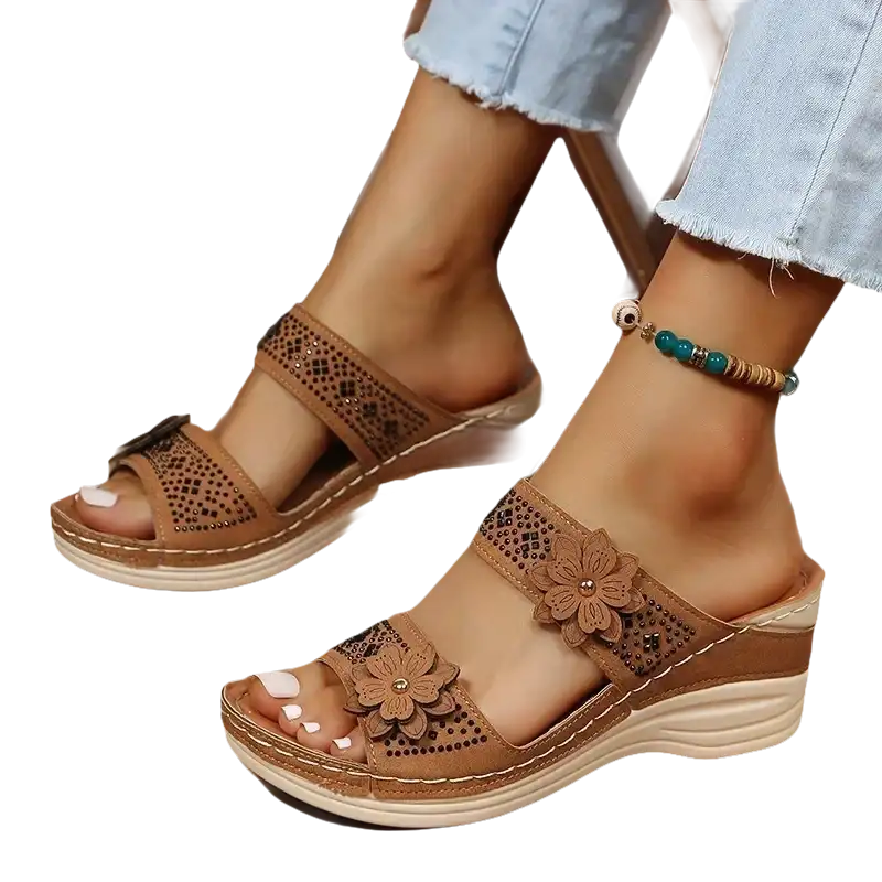 Sweet Summer Flower Wedge Sandals for Women