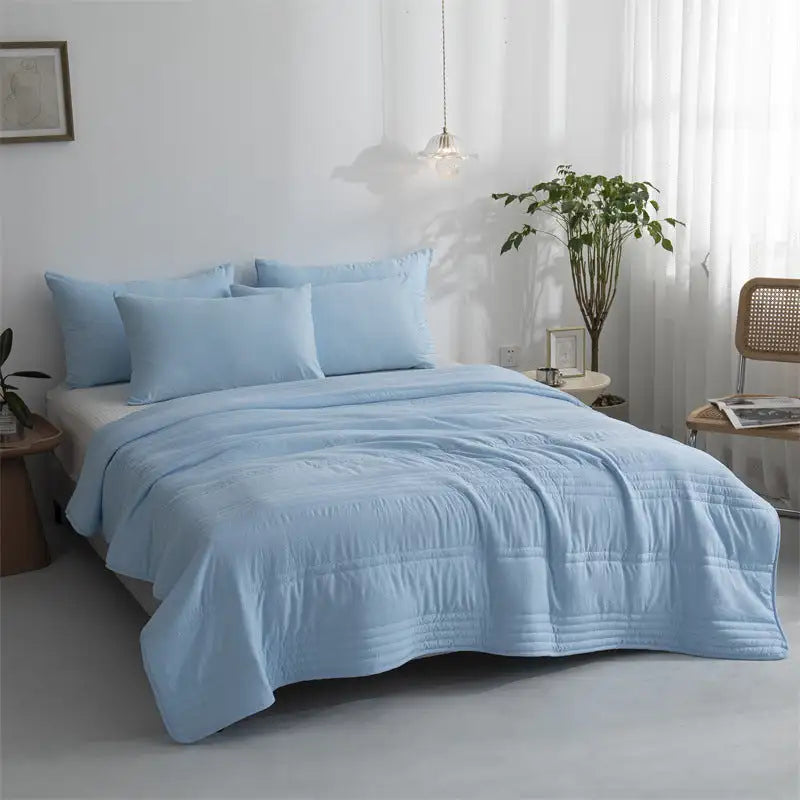 Sweet Summer Quilt Plain Light Blue Bedding