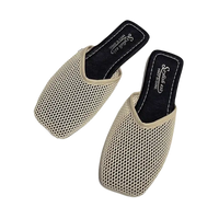 Pair of beige mesh mules.