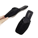Pair of black woven mules.