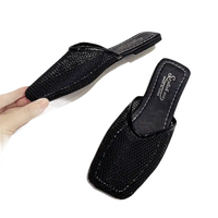 Pair of black woven mules.