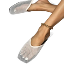 White mesh slip-on shoes.