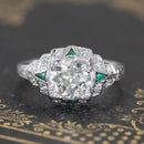 Retro Emerald Zircon Women’s Ring - F789 White Gold Color / 10