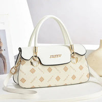 Exquisite Vintage Letter-Printed Crossbody Handbag - Beige / Length 28 Width 9 Height 15cm
