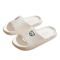 White bear-patterned slide sandals.