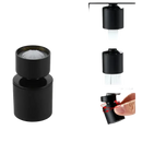 Black faucet aerator with adjustable water flow.