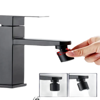 Black bathroom faucet with adjustable aerator.