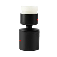 Black and brass plumbing fixture with dimensions.